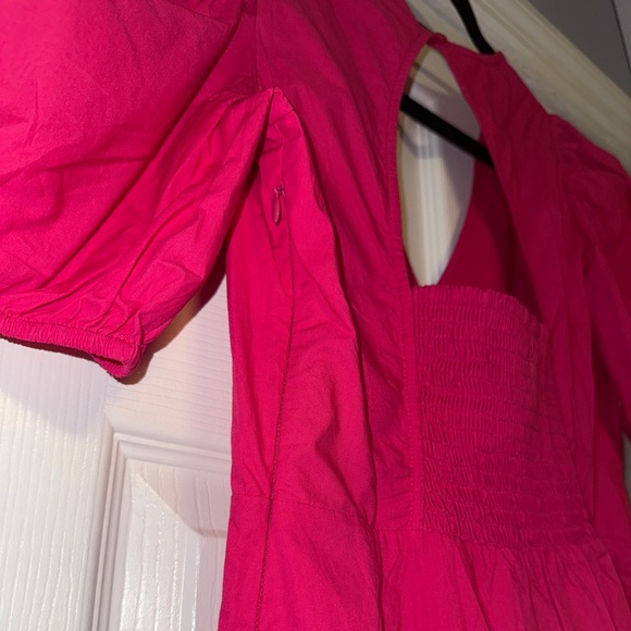 French Connection BIRCH POPLIN PUFF SLEEVE DRESS in pink US SIZE 4 NWT - Picture 6 of 6